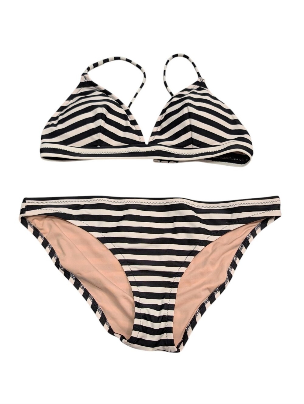 J.Crew Factory Classic Stripe Navy Ivory Bikini Size S/M